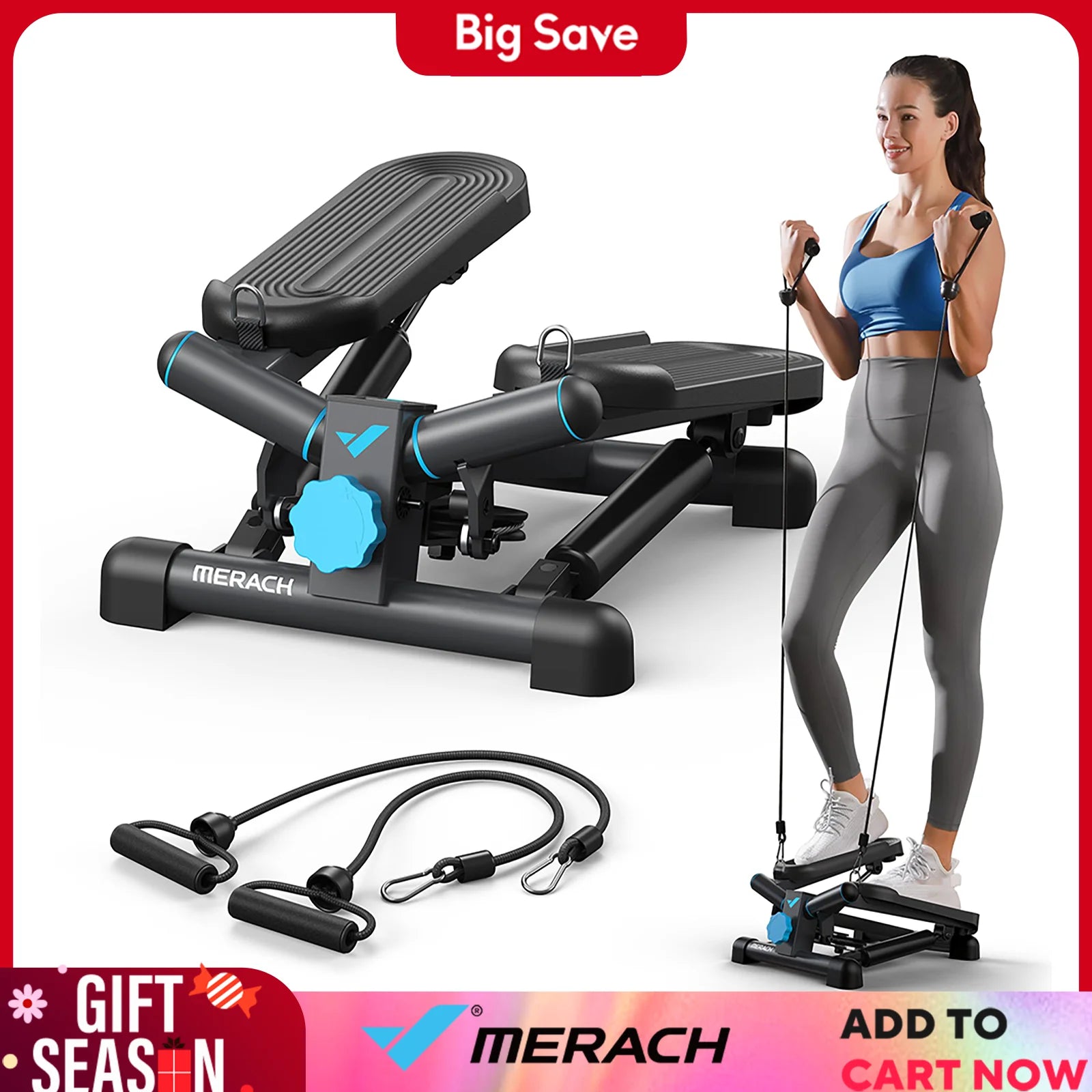 MERACH Mini Stepper and Resistance Bands