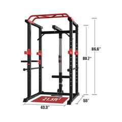 Rovix 1000LBS Multi-Functional Barbell Rack Squat Power Cage With Weight Bench (SAK35822)