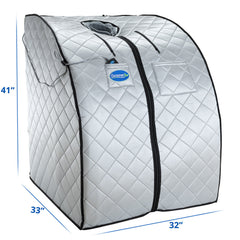 Durasage Large Portable Low EMF Negative Ion Indoor Sauna with Chair and Heated Footpad Included - Silver