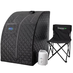 Durasage Personal Steam Sauna for Weight Loss, Detox & Relaxation at Home, Chair Included - (Black)