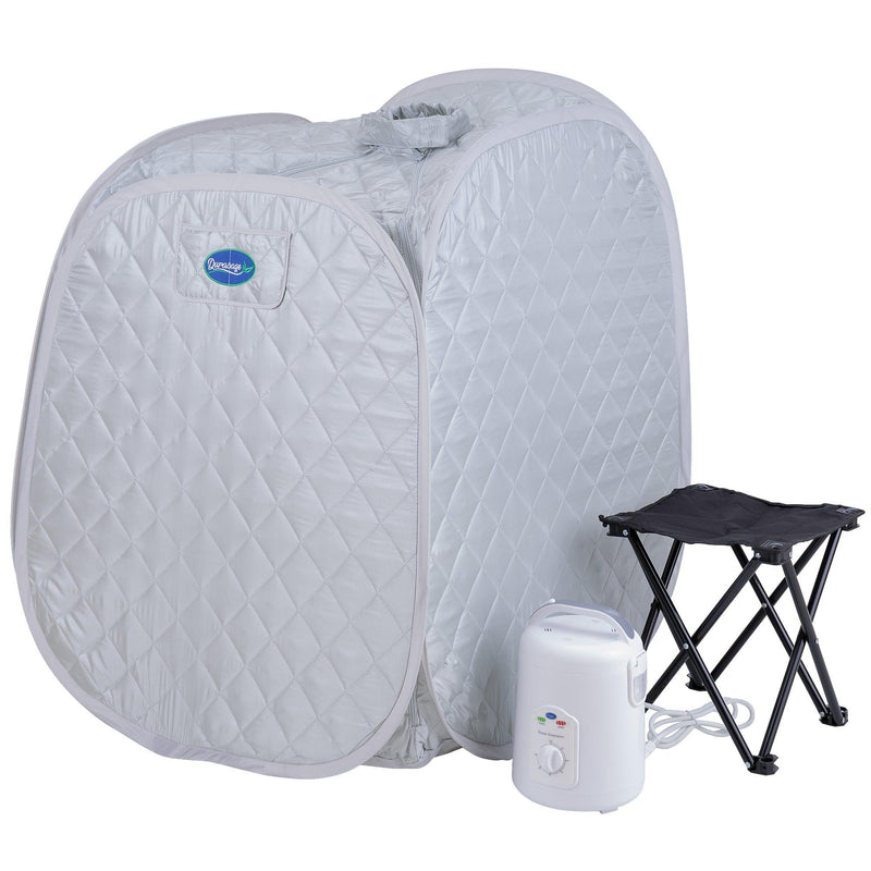Durasage Personal Foldable Steam Sauna for Weight Loss, Detox, Relaxation at Home, 60 Minute Timer, 800 Watt Steam Generator, Chair Included (Silver)