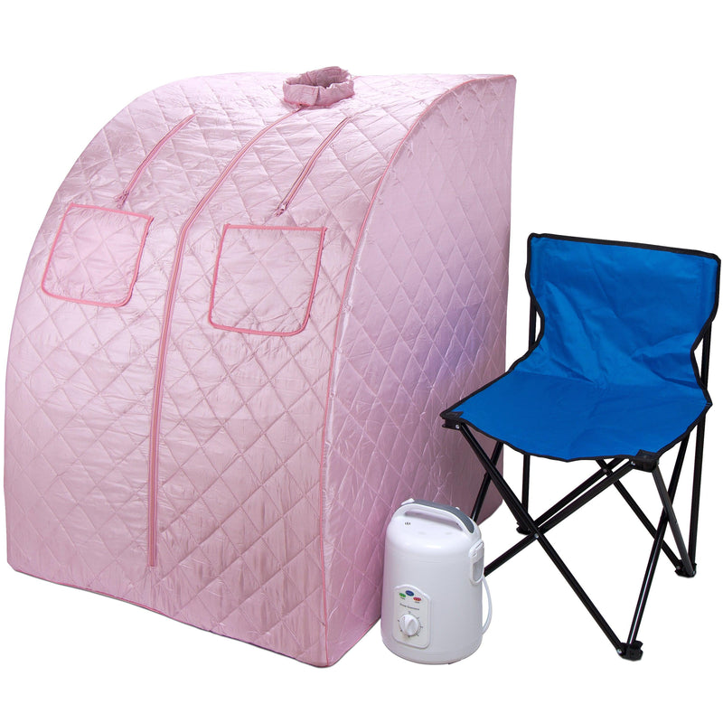 Durasage Oversized Portable Steam Sauna for Weight Loss, Detox & Relaxation at Home, Chair Included - Pink