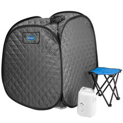 Durasage Personal Foldable Steam Sauna for Weight Loss, Detox, Relaxation at Home, 60 Minute Timer, 800 Watt Steam Generator, Chair Included (Gray)
