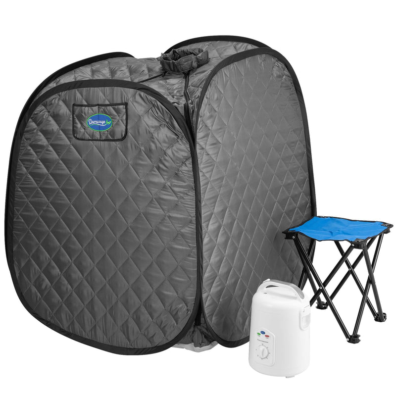 Durasage Personal Foldable Steam Sauna for Weight Loss, Detox, Relaxation at Home, 60 Minute Timer, 800 Watt Steam Generator, Chair Included (Gray)