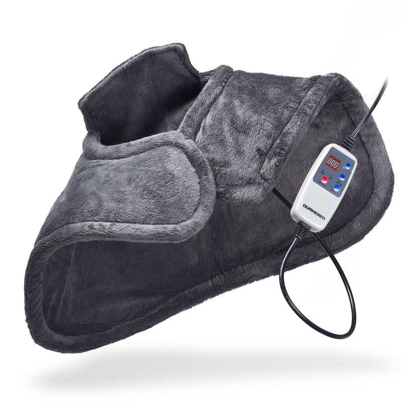 Durasage Personal Therapeutic Heated Shoulder Neck Wrap Heating Pad w/ Magnetic Clasp -Gray
