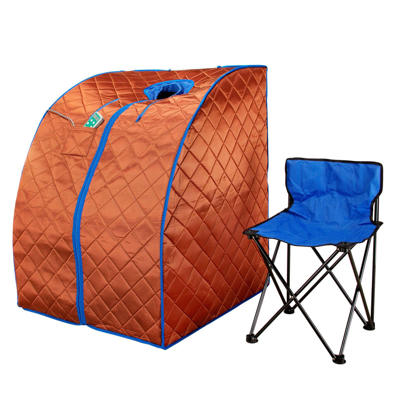Durasage Large Portable Low EMF Negative Ion Indoor Sauna with Chair and Heated Footpad Included - Copper
