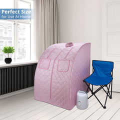 Durasage Oversized Portable Steam Sauna for Weight Loss, Detox & Relaxation at Home, Chair Included - Pink