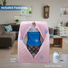 Durasage Oversized Portable Steam Sauna for Weight Loss, Detox & Relaxation at Home, Chair Included - Pink
