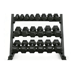 Rovix 450-Pounds Rubber Hex Dumbbell Set With Rack (SAK90714)