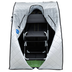 Durasage Large Portable Low EMF Negative Ion Indoor Sauna with Chair and Heated Footpad Included - Silver