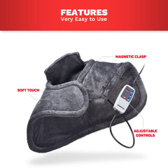 Durasage Personal Therapeutic Heated Shoulder Neck Wrap Heating Pad w/ Magnetic Clasp -Gray