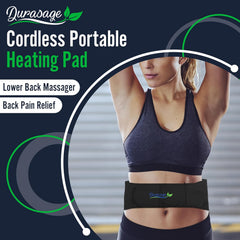 Durasage Cordless Heating Pad for Back Pain Relief – Portable Infrared Waist Belt with 3 Adjustable Heat Settings, Wearable Wrap for Lower Back - Comfort & Lightweight – Black