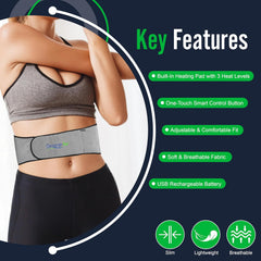 Durasage Cordless Heating Pad for Back Pain Relief – Portable Infrared Waist Belt with 3 Adjustable Heat Settings, Wearable Wrap for Lower Back - Comfort & Lightweight