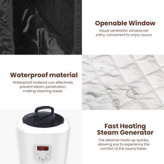 Blisspod Portable Personal Full Body 60 Min Rapid Steam Sauna | Pentagonal | Grey | Powerful 1600 Watts | 3.6L Stronger Steamer | 90X90X190cm
