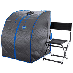 Durasage Personal Portable Infrared Sauna with Premium Chair, 30 Minute Timer, with Negative ION and Heated Footpad - Gray