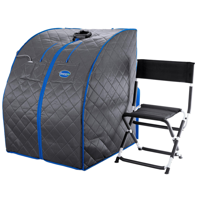 Durasage Personal Portable Infrared Sauna with Premium Chair, 30 Minute Timer, with Negative ION and Heated Footpad - Gray
