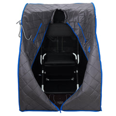 Durasage Personal Portable Infrared Sauna with Premium Chair, 30 Minute Timer, with Negative ION and Heated Footpad - Gray