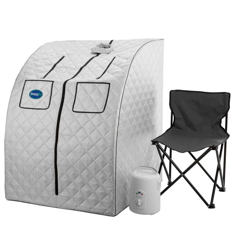 Durasage Oversized Portable Steam Sauna for Weight Loss, Detox & Relaxation at Home, Chair Included - Silver