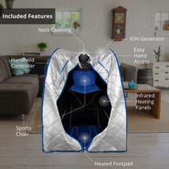 Durasage Infrared Heated Personal Sauna with Air Ionizer Generator, 5+ Temperature Levels & up to 30 minutes
