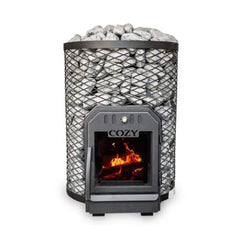 Cozy Heat O Thru-Wall Wood Burning Sauna Stove With Sauna Stones [COZY O-TW] - 12 (UP TO 423 CF)