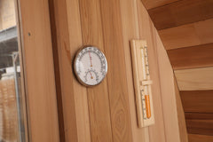 Blisspod, Prague, Canadian Red Cedar Outdoor Steam Barell Sauna, 2-4 / 4-6 persons with Full Glass Back & 2 front Porch seats