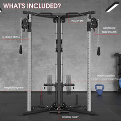 Rovix Dual Pulley Cable Crossover Machine With Pull Up And LAT Bar (SAK98124)