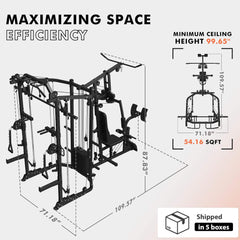 Rovix Dual Station Smith Machine With Cable Crossover Home Gym (SAK24079)