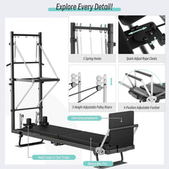 Core Pilates Foldable Dual Resistance Pilates Reformer Machine With Tower (SAK96041)