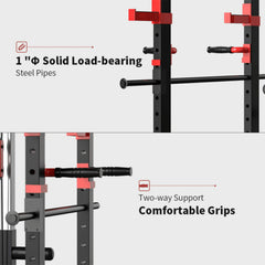 Rovix Heavy-Duty 1000LBS Professional Multi-Function Adjustable Power Cage Rack (SAK98149)