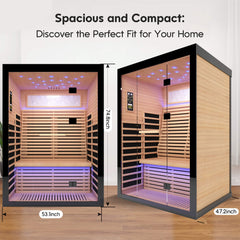 Thermora Flux Luxury 2-Person Canadian Hemlock Wood Far Infrared Sauna
