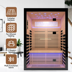 Thermora Flux Luxury 2-Person Canadian Hemlock Wood Far Infrared Sauna