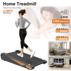 Rovix Portable Compact 2HP Under Desk Treadmill With Safety Key And Wheels for Home And Office Workouts (SAK72810)