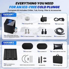 FCP Premium 2XL 148 Gal Cold Plunge Tub Kit With 1/3 HP Chiller, Filter, And Pump
