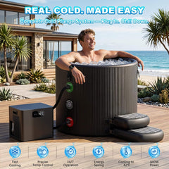 FCP Premium XL 120 Gal Cold Plunge Tub Kit With 1/3 HP Chiller, Filter And Pump