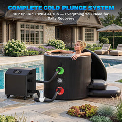 FCP Premium XL 120 Gal Cold Plunge Tub With 1HP Chiller, Filter, And Pump