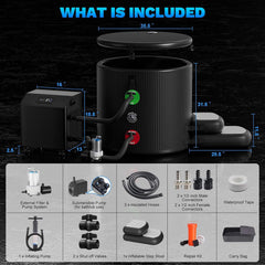 FCP Premium XL 120 Gal Cold Plunge Tub With 1HP Chiller, Filter, And Pump