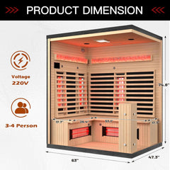 Rövia Ember 4-Person Full-Spectrum Infrared Sauna With Himalayan Salt Panels [Made-To-Order] (SAK80537)