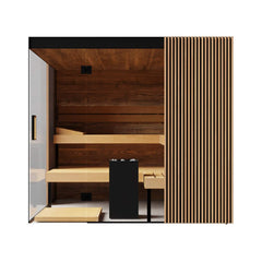 ThermaSol Aalto 4-Person Indoor Semi Panoramic Glass Sauna Cabin [Made-To-Order] [14-AALTODL\R] (SAK13285)
